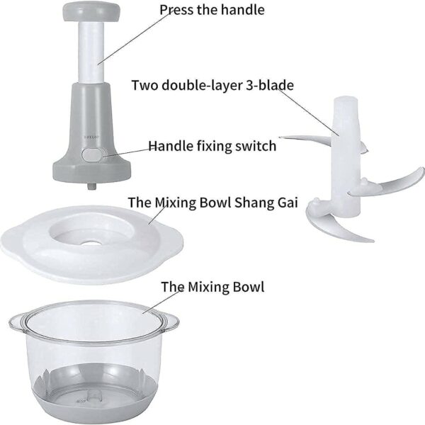Plastic Food Chopper – Large Manual Vegetable Cutter & Mixer for Onion, Salad & More