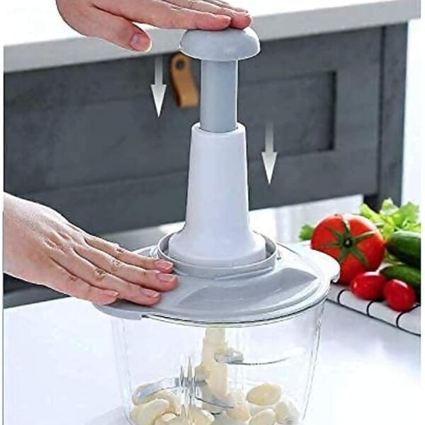 Plastic Food Chopper – Large Manual Vegetable Cutter & Mixer for Onion, Salad & More