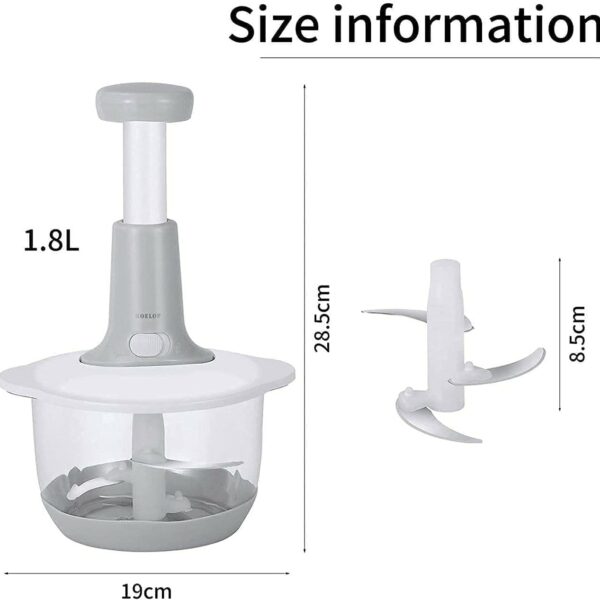 Plastic Food Chopper – Large Manual Vegetable Cutter & Mixer for Onion, Salad & More