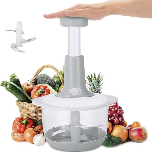 Plastic Food Chopper – Large Manual Vegetable Cutter & Mixer for Onion, Salad & More